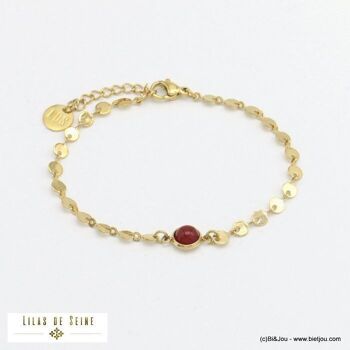 Sienne - Bracelet En Acier Inoxydable Et Pierre Naturelle