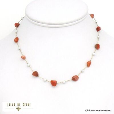 collana di perle di pietra scheggia acrilico acciaio inossidabile 0121537