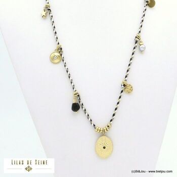 collier étoile pierre cordon coton pampille acier 0121561 3
