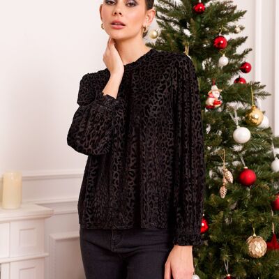 Blouse en velours col montant Elaine - 80883-5