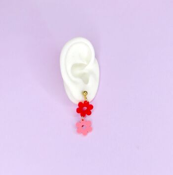 Boucles d'oreilles fleurs colorées 3
