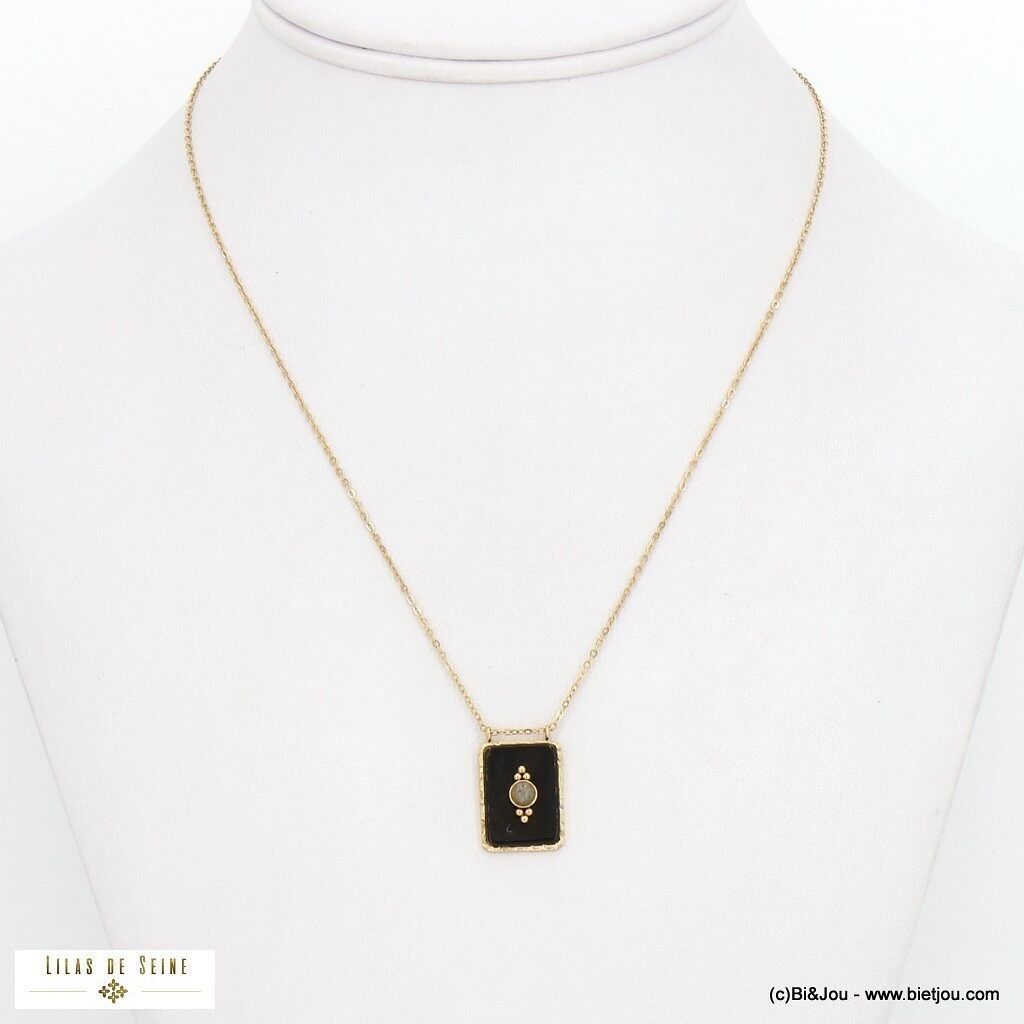 Collana con pendente in pietra Gri-gri in acciaio inossidabile 0122547