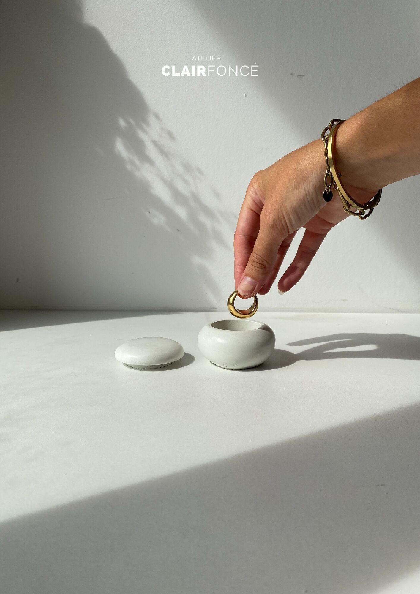 Barattolo di gioielli in cemento | Vaso decorativo in cemento | Pentola PERSIAN in cemento con coperchio