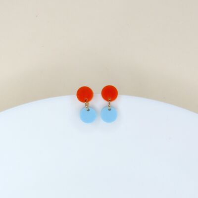 Dotty acrylic earrings in orange light blue