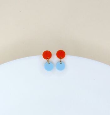 Boucles d'oreilles acryliques Dotty en bleu clair orange 1