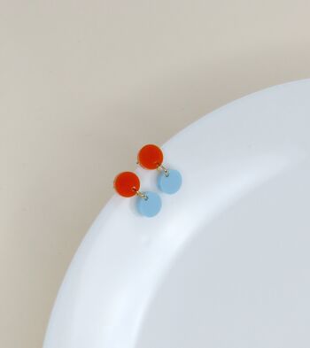 Boucles d'oreilles acryliques Dotty en bleu clair orange 2