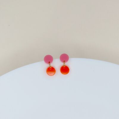 Dotty acrylic earrings in pink neon orange