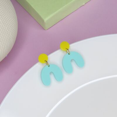 Small arch arch earrings in yellow turquoise