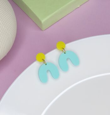 Boucles d'oreilles petites arches en turquoise jaune 1