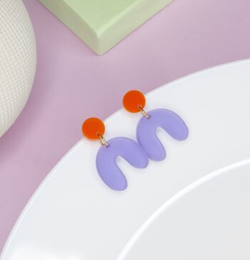 Boucles d'oreilles arche petites arche en violet orange transparent 2