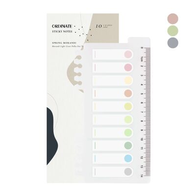 Spring Morandi | Ordinate 200 piece adhesive strip set | Sticky markers | Film text strip | Sticky notes | Adhesive markings | Small flags | Sticky notes