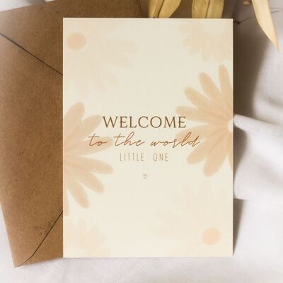 Tarjeta de felicitación | Bienvenido al mundo pequeña flores.
