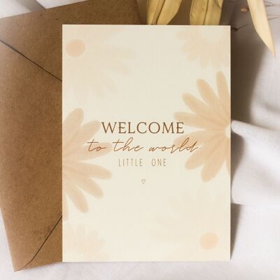 Tarjeta de felicitación | Bienvenido al mundo pequeña flores.