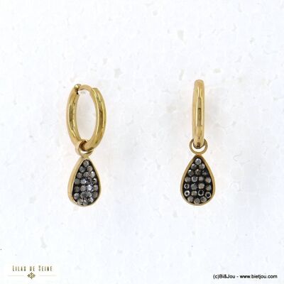 Pendientes de aro mini en acero inoxidable con strass 0322561