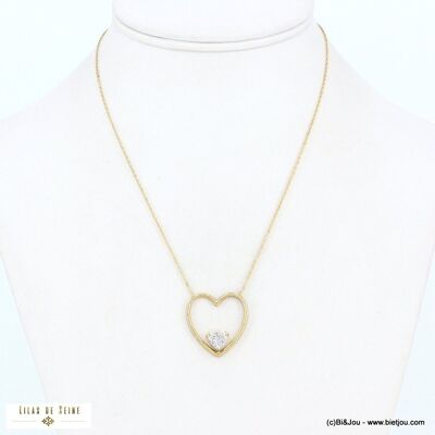 Damen-Halskette aus Edelstahl mit Doppelherz und Strasssteinen 0122577