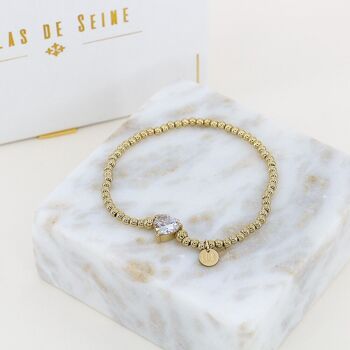 Bracelet billes acier inoxydable cœur strass 0222557 5