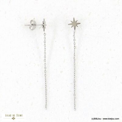 Boucles d'oreille minimaliste étoile acier inox 0322555