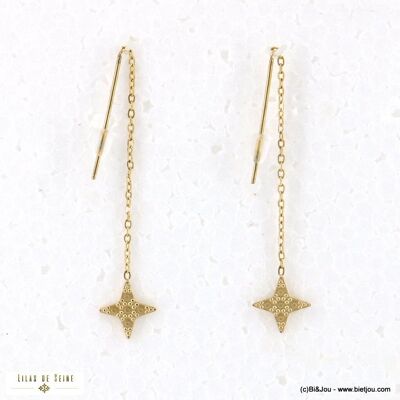 Pendientes minimalistas con aro de alambre en forma de estrella de acero 0322556