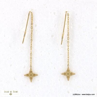 Boucles d'oreille passe-fil minimaliste étoile acier 0322556