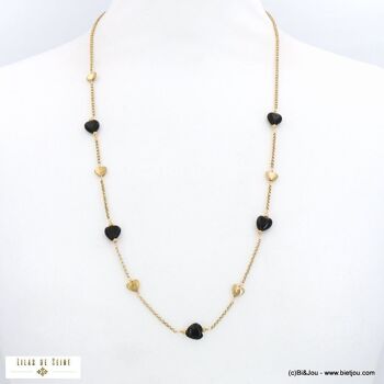 sautoir acier inox perles forme coeur pierre chaîne 0122502 4
