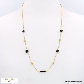 Sautoir acier inox perles géométrique pierre 0122503 2