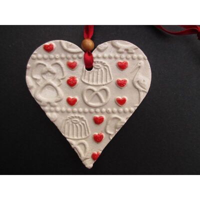 Coeur Alsace en raku, réalisé à la main