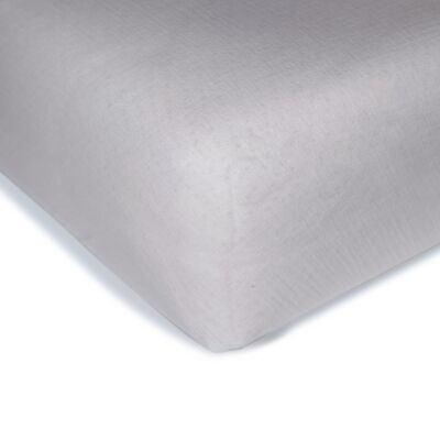 Muslin fitted sheet “Eliane” • Light Grey