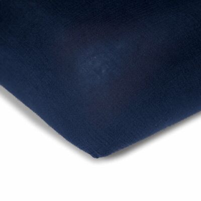 Muslin fitted sheet “Eliane” • Midnight Blue