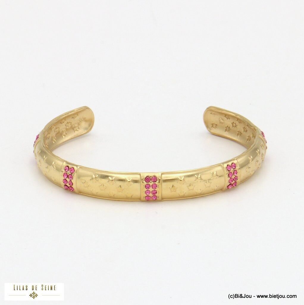 Bracciale largo in acciaio inossidabile con motivi a stella in strass 0222525
