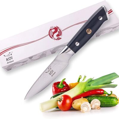 KOI ARTISAN Damasco Cuchillo para mondar 3,5 pulgadas Japonés Damasco VG10 Super Steel