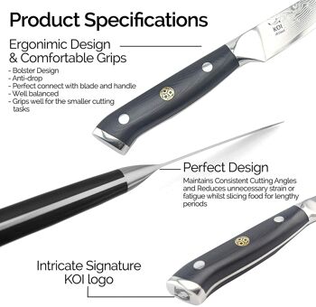 Couteau d'office Damas KOI ARTISAN 3,5 pouces Damas japonais VG10 Super Steel 3