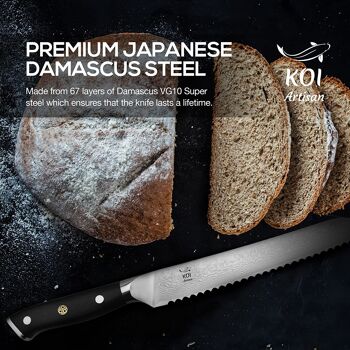 Couteau à pain damas KOI ARTISAN 8 pouces japonais VG10 Super Steel 4
