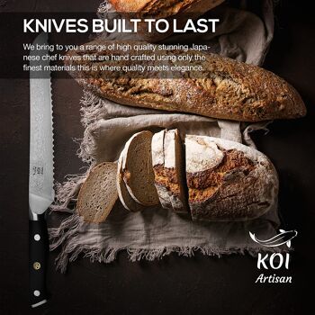 Couteau à pain damas KOI ARTISAN 8 pouces japonais VG10 Super Steel 5