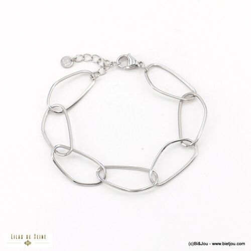 Bracelet chaîne à gros anneaux en acier inoxydable 0222502