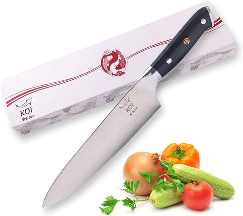 KOI ARTISAN Japanese Chef Knifes 8-Inch Damascus VG10 Super Steel