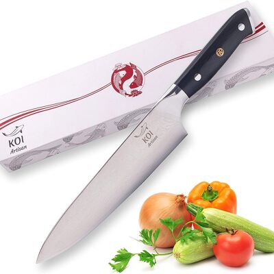 KOI ARTISAN Cuchillos de chef japoneses de 8 pulgadas Damasco VG10 Super Steel