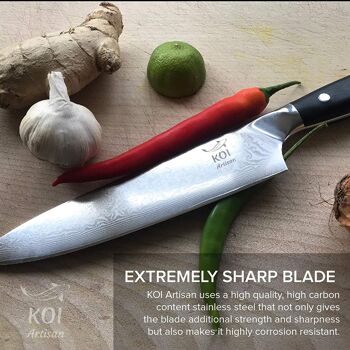Couteaux de chef japonais KOI ARTISAN 8 pouces Damas VG10 Super Steel 7