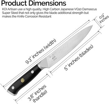 Couteau utilitaire de cuisine KOI ARTISAN 5 pouces 67 couches de couteaux japonais Damas VG10 Super Steel 2