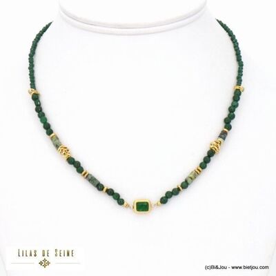 Halskette aus Stahl, Perlen, Stein, Strass, Kristallkette 0122524