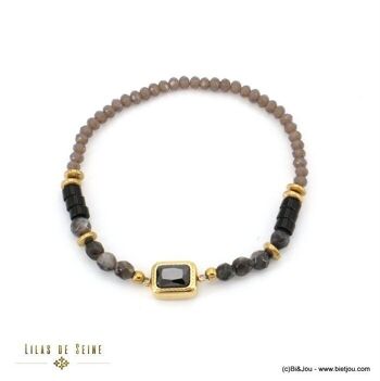 bracelet acier inox billes facettées pierre cristal 0222509 3