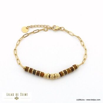 bracelet acier rondelles pierre maille rectangle 0222520 3