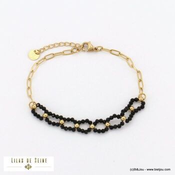 bracelet acier inoxydable anneaux billes pierre 0222513 3