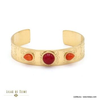 bracelet jonc acier inox arabesque goutte pierre 0222506 1