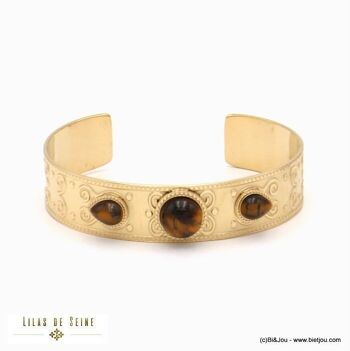 bracelet jonc acier inox arabesque goutte pierre 0222506 4