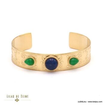 bracelet jonc acier inox arabesque goutte pierre 0222506 5