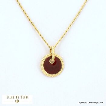 collier acier inoxydable vintage pendentif rond 0122531 4