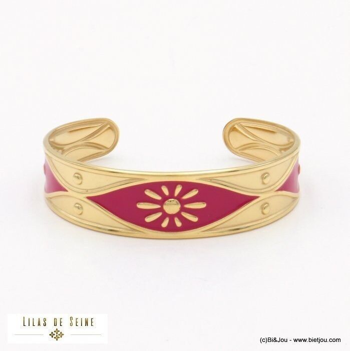 Vintage Edelstahl Armreif Blume Gänseblümchen Harz 0222523