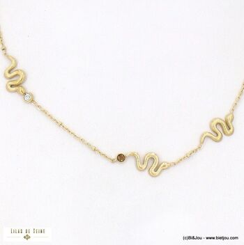Collier pendentifs serpent acier cristaux colorés 0123021 8