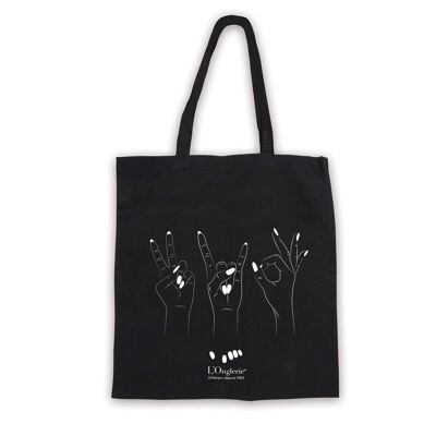 BLACK 3 HANDS TOTE BAG