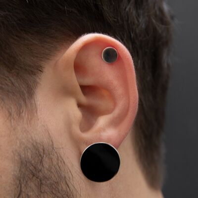 Circle small asymmetrical pair earrings
